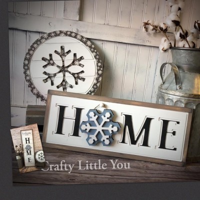 Unfinished kit measures apx. 5” tall and includes 2-wooden MDF snowflakes