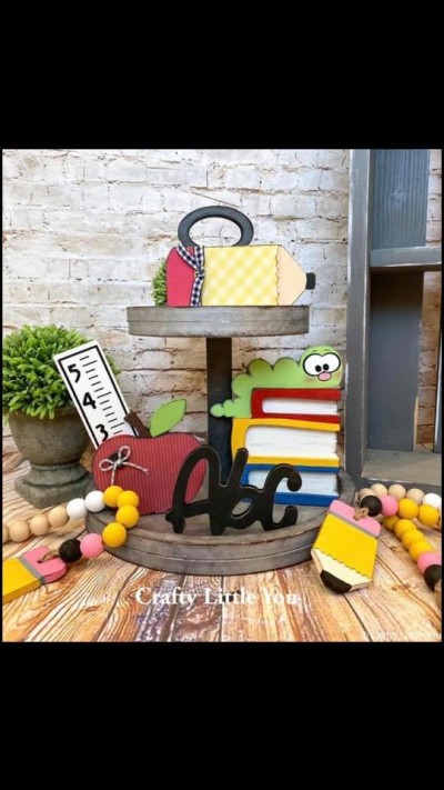 Unfinished kit measures 6” tall on the book worm, and includes wooden MDF”
•pencil
•Apple
•ruler and vinyl
•ABC
•book worm and books overlay
•book worm vinyl face
