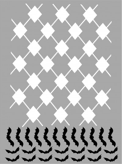 Kit includes
• 26 black vinyl bats
• one white vinyl argyle

