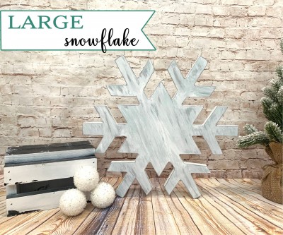 Unfinished kit measures 14" tall
Kit includes snowflake