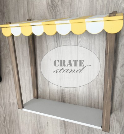 Unfinished kit measures apx. 13.5"x11" and includes wooden MDF:
* 4 wooden stands
* 1 canopy top
* 1 scalloped edge for canopy
* Base for stands