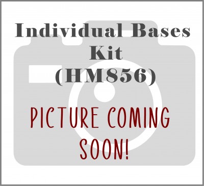 Unfinished kit measures apx. 3"x3" and includes wooden MDF: 
* 3 bases with peg holes