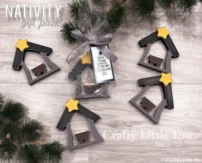 Unfinished kit will include 5 SETS of Unfinished wood NATIVITY and star. 
Only $7 
Finished (painted)$24