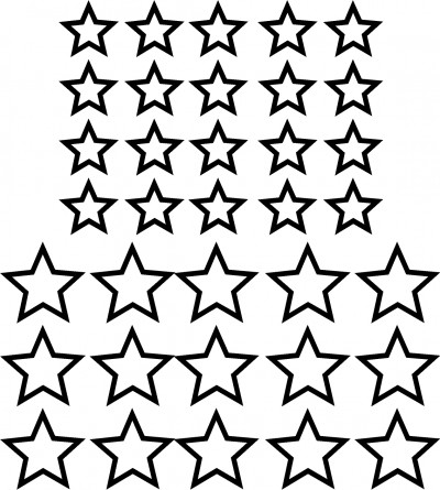 Vinyl kit includes:
* 25 smaller stars
* 15 larger stars
