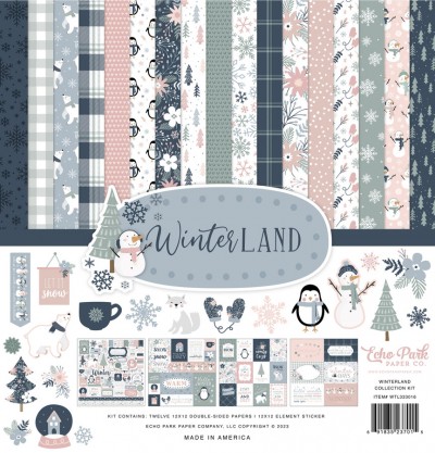 Collection kit includes (12) 12x12 double-sided pieces of cardstock, and (1) sticker element sheet.