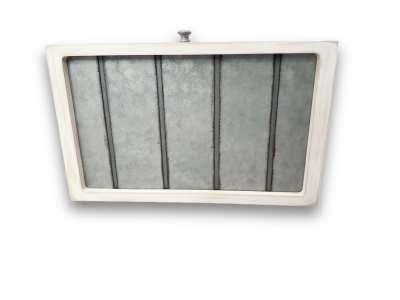 Unfinished kit measures 15” x 9” and includes wooden MDF grooved board and frame. 
