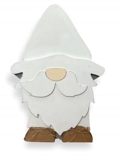 Unfinished kit measures apx. 24" tall and includes wooden MDF:
*Back piece top and bottom
*1 rectangle support piece
*1 beard
*1 mustache
*1 nose
*2 boot overlays