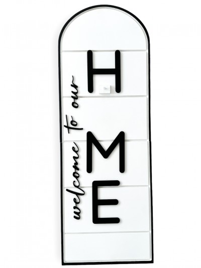 Unfinished kit includes wooden MDF:
*1 set of “welcome to our” cursive wooden letters
 