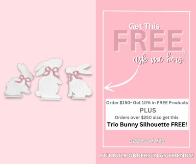Unfinished kit measures apx 5.5" on tallest bunny and includes wooden MDF: *3 bunnies *3 bases *3 bows